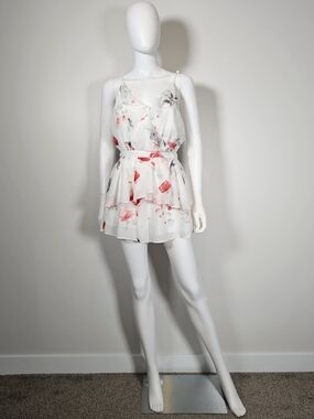 The Jetset Diaries White Tassle Floral Ruffle Romper Sz 8
